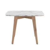 Cima 12 X 21 Rectangular Italian Carrara White Marble Table With Oak Legs