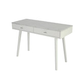 Viola 44 Rectangular Italian Carrara White Marble Writing Desk With White Leg