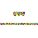 Lime Colorful Circles Scalloped Border Trim