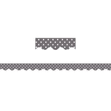 Gray Mini Polka Dots Scalloped Border Trim