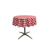 La Linen Polyester Gingham Checkered 51-Inch Round Tablecloth, White And Red