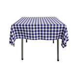 La Linen Polyester Gingham Checkered 52 By 52-Inch Square Tablecloth, White And Royal Blue