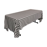 La Linen Polyester Gingham Checkered 60 By 120-Inch Rectangular Tablecloth, White And Black