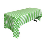 La Linen Polyester Gingham Checkered 60 By 144-Inch Rectangular Tablecloth, White And Lime
