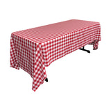 La Linen Polyester Gingham Checkered 60 By 144-Inch Rectangular Tablecloth, White And Red
