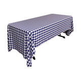 La Linen Polyester Gingham Checkered 60 By 144-Inch Rectangular Tablecloth, White And Royal Blue