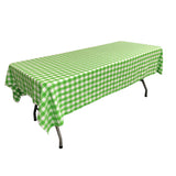 La Linen Polyester Gingham Checkered 60 By 90-Inch Rectangular Tablecloth, White And Lime