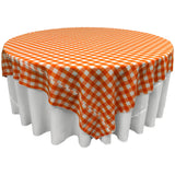 La Linen Polyester Gingham Checkered 72 By 72-Inch Square Tablecloth, White And Orange