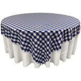 La Linen Polyester Gingham Checkered 72 By 72-Inch Square Tablecloth, White And Royal Blue