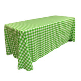La Linen Polyester Gingham Checkered 90 By 132-Inch Rectangular Tablecloth, White And Lime