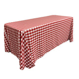 La Linen Polyester Gingham Checkered 90 By 132-Inch Rectangular Tablecloth, White And Red