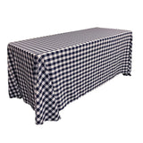 La Linen Polyester Gingham Checkered 90 By 156-Inch Rectangular Tablecloth, White And Navy