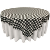 La Linen Polyester Gingham Checkered 90 By 90-Inch Square Tablecloth, White And Black