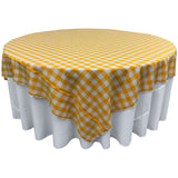 La Linen Polyester Gingham Checkered 90 By 90-Inch Square Tablecloth, White And Dark Yellow