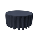 La Linen Polyester Poplin Tablecloth 108-Inches Round, Navy Blue