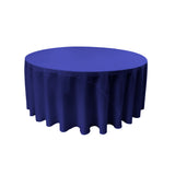 La Linen Polyester Poplin Tablecloth 120-Inches Round, Royal Blue