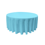 La Linen Polyester Poplin Tablecloth 120-Inches Round, Light Turquoise