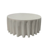 La Linen Polyester Poplin Tablecloth 132-Inches Round, Light Gray