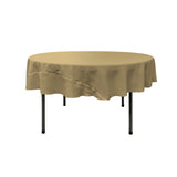 La Linen Polyester Poplin Tablecloth 72-Inches Round, Taupe