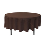 La Linen Polyester Poplin Tablecloth 90-Inches Round, Brown
