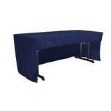 La Linen Open Back Polyester Poplin Fitted Tablecloth 96L X 30W X 30H, Navy Blue