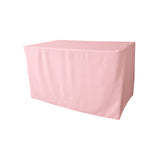 La Linen Polyester Poplin Fitted Tablecloth 48L X 24W X 30H, Light Pink