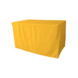 La Linen Polyester Poplin Fitted Tablecloth 48L X 24W X 30H, Dark Yellow