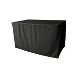 La Linen Polyester Poplin Fitted Tablecloth 48L X 30W X 30H, Black
