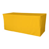 La Linen Polyester Poplin Fitted Tablecloth 72L X 24W X 30H, Dark Yellow