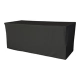 La Linen Polyester Poplin Fitted Tablecloth 96L X 30W X 30H, Black