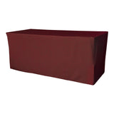 La Linen Polyester Poplin Fitted Tablecloth 96L X 30W X 30H, Burgundy