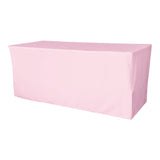 La Linen Polyester Poplin Fitted Tablecloth 96L X 30W X 30H, Light Pink
