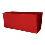 La Linen Polyester Poplin Fitted Tablecloth 96L X 30W X 30H, Red