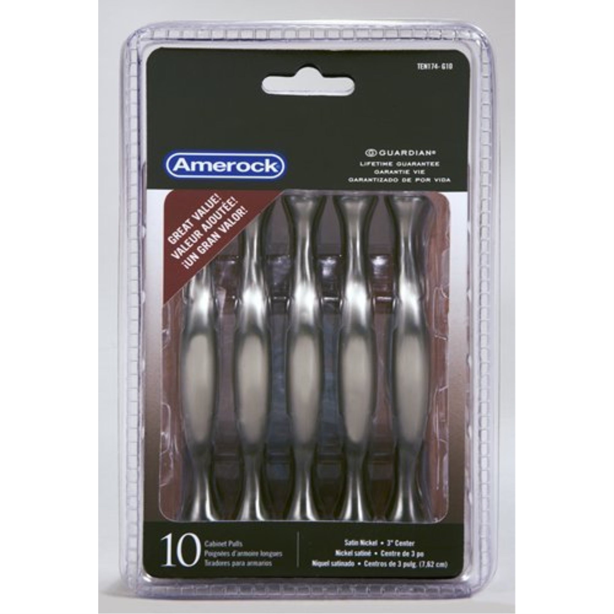 Allison Value 3 In (76 Mm) Center-To-Center Satin Nickel Cabinet Pull - 10 Pack