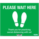 Global Industrial™ Green Please Wait Here Floor Sign 14W X 12H Vinyl Adhesive