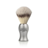 Titan Silver Brushed Aluminum Lathering Brush with Synthetic Silvertip Badger