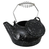 3 Qt Enameled Porcelain Steamer Kettle - Black With White Spec