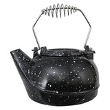3 Qt Enameled Porcelain Steamer Kettle - Black With White Spec
