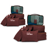 19V69 Italia Collins 6-Piece Packing Cubes Luggage Organizer (Burgundy+Tan)