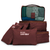 19V69 Italia Collins 6-Piece Packing Cubes Luggage Organizer (Burgundy+Tan)