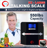 Tone 550- 550Lbs Capacity Tempered Glass Xx-Large Talking Bathroom Scale (With Removable Anti-Slip Mat)