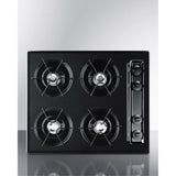 24 Wide Open Burner Gas Cooktop In Black With Spark Ignition