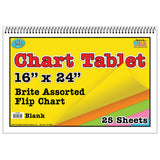 Brite Chart Tablet, 16 x 24, Blank, Assorted Colors, 25 Sheets