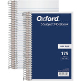 TOPS 5 Subject Wirebound Notebook 175 Sheets Coilock 15 lb Basis Weight 6 x 9 1/2 White Paper Navy Cover Acidfr