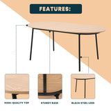 Leisuremod Tule Modern 83 Oval Dining Table With Mdf Top And Black Steel Legs