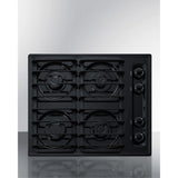 24 Wide Cooktop With Four Sealed Burners, Black Porcelain Finish, And Cast Iron Grates; Made In The Usa