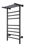 Summit Towel Warmer, Black, Dual Connection, 8 Bars & Heated 3-Bar Shelf