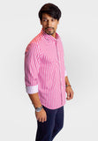 The Go Big Stripe Long Sleeve Tech Shirt - Sunset Stripe