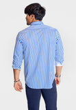 The Go Big Stripe Long Sleeve Tech Shirt - Royal Blue