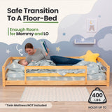 Twin Size Floor Bed with Safety Guardrails for Kids